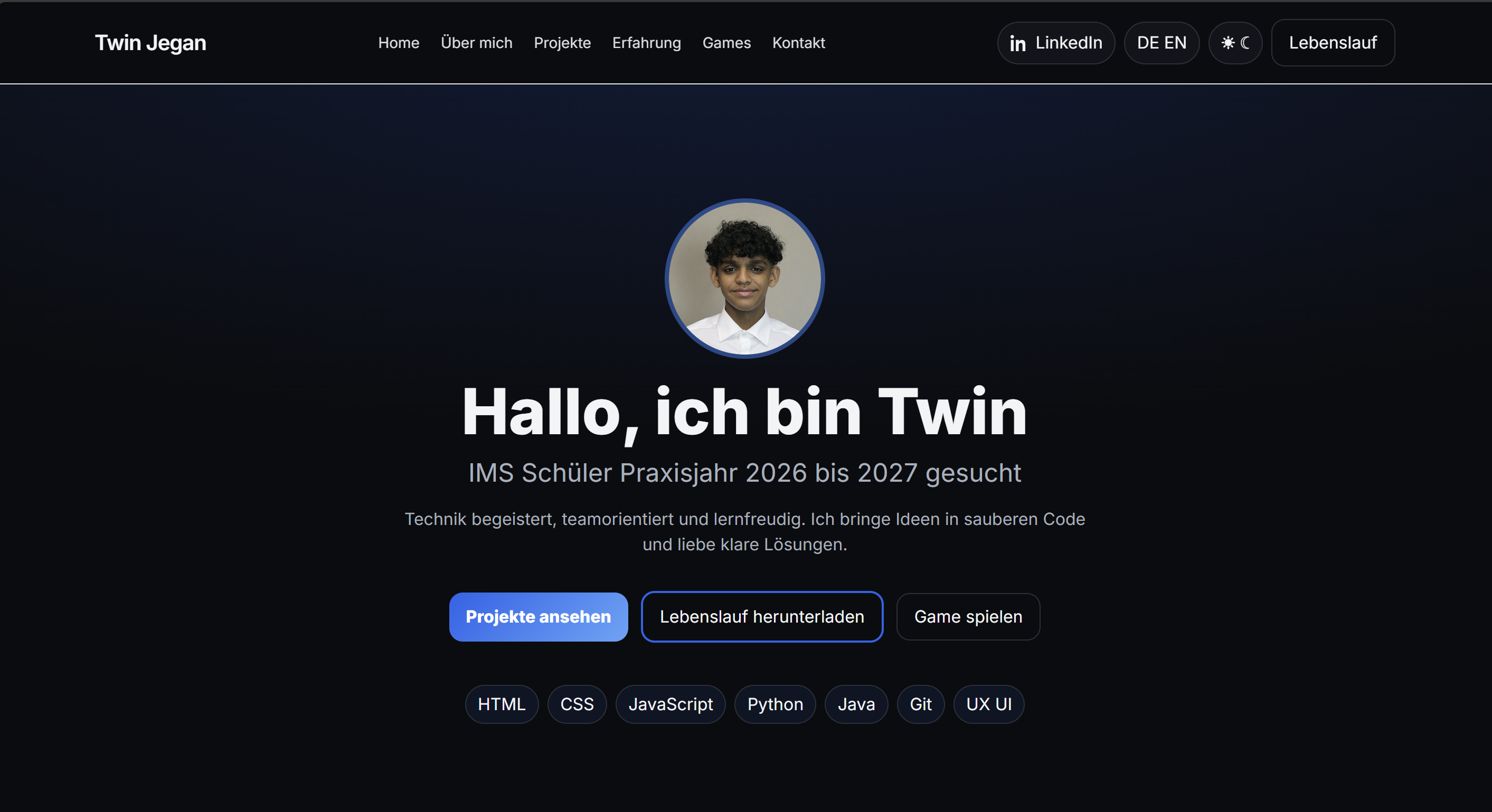 Portfolio Webseite Twin Jegan